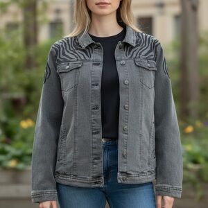 DG2 by Diane Gilman Gray Zebra Print Jacket